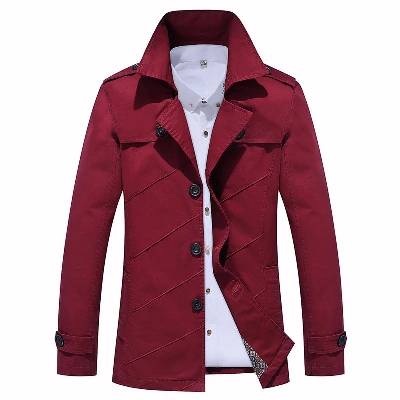 menslim-business-lapel-medium-longsolid-windbreaker-jacket