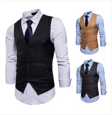 fashionableslim-fit-leisure-waistcoat-double-breasted-mensuit